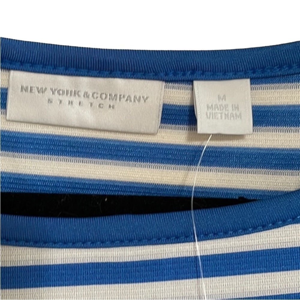 New York & Company Collection Sleeveless Dress White/Blue - Picture 4 of 6